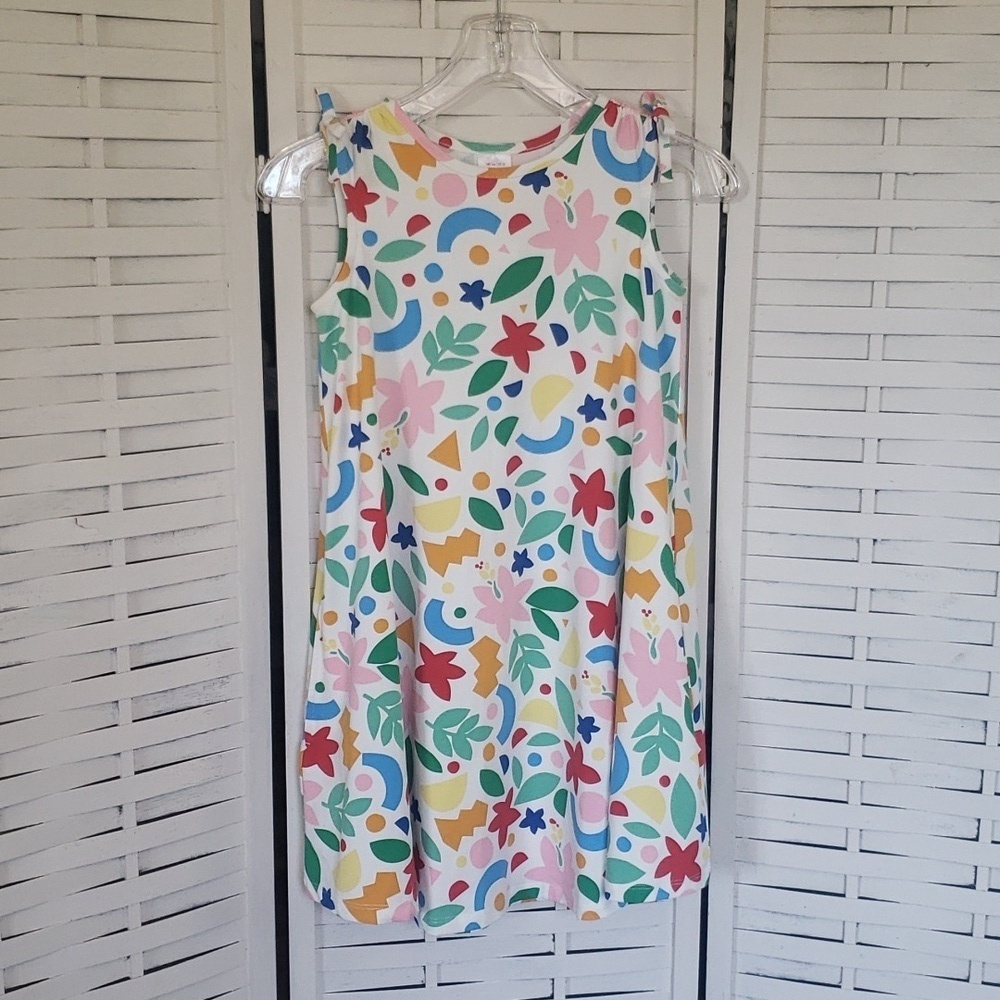 Hanna Anderson multicolor sleeveless line A new girls dress with pockets size 10